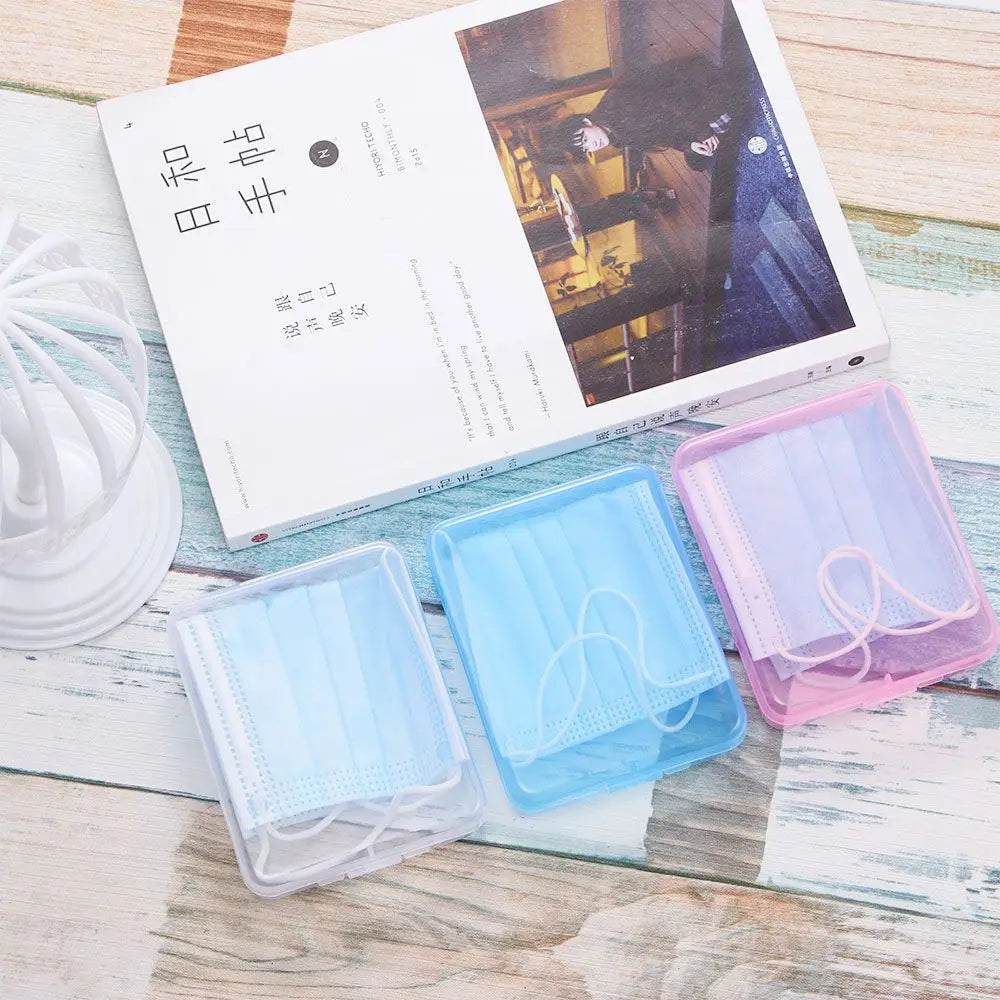 Protection Rectangle Container Portable Face Masks Disposable Storage Box Mask Storage Case Transparent Powder Puff Case